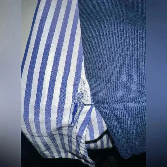 Banana Republic Womens Poplin Back Sweatshirt Navy Blue Womens SIZE L Preppy 90s - Picture 5 of 9